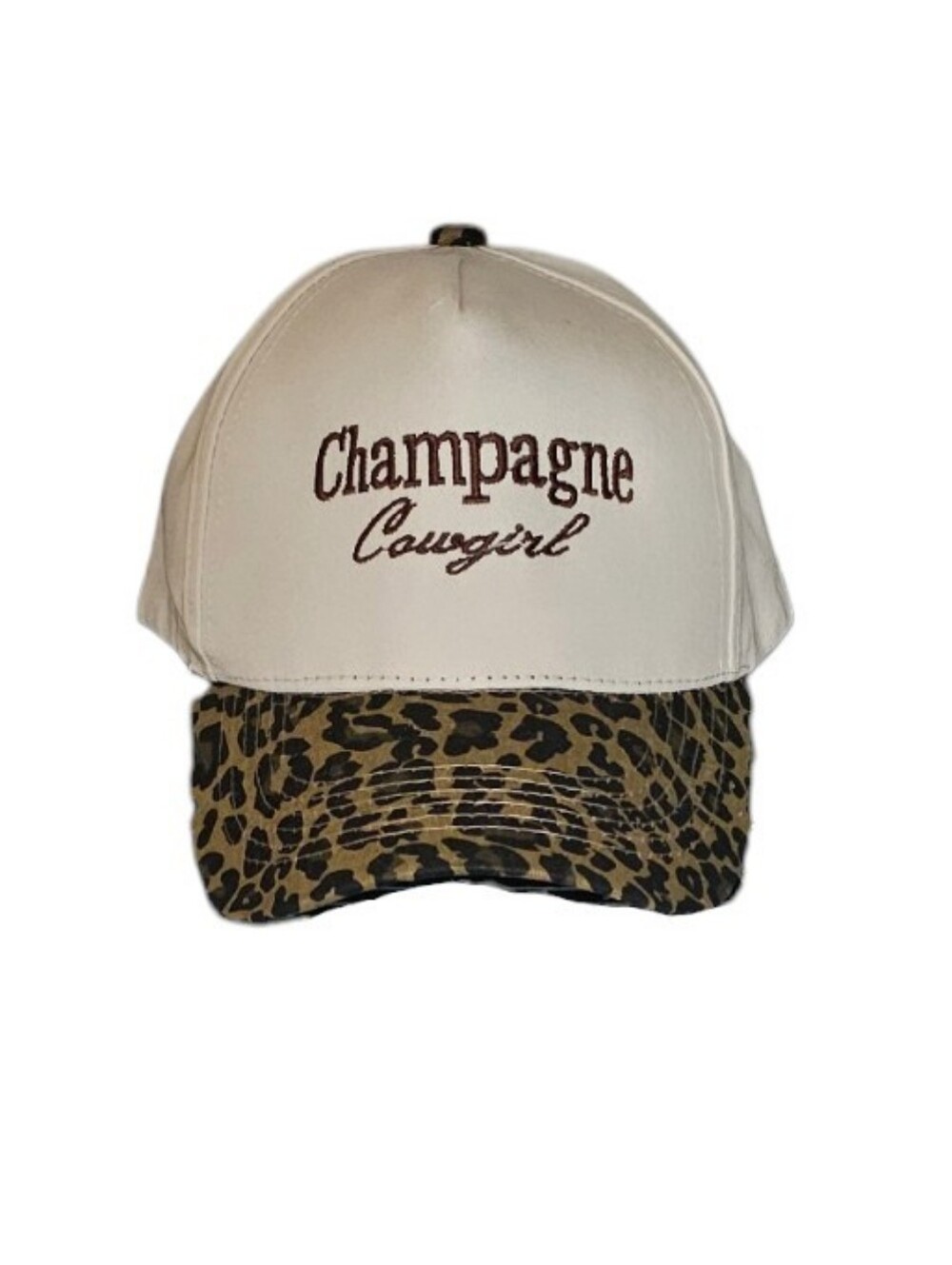 Champagne Cowgirl Cream Cotton and Leopard Print Baseball Cap BNWT